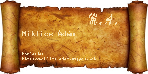 Miklics Ádám névjegykártya